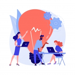 Startup hub abstract concept vector illustration. Startup incubator, young entrepreneur, business idea generation, IT innovation hub, get connected with investor, partnership abstract metaphor.